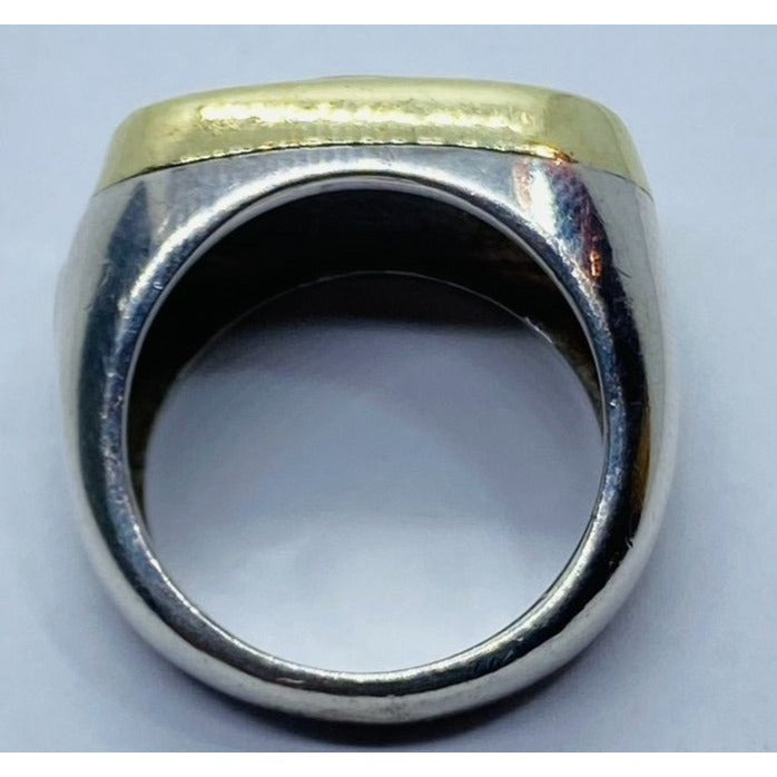 David Yurman18K Sterling Silver Carved Mother Of Pearl Ring Size 6