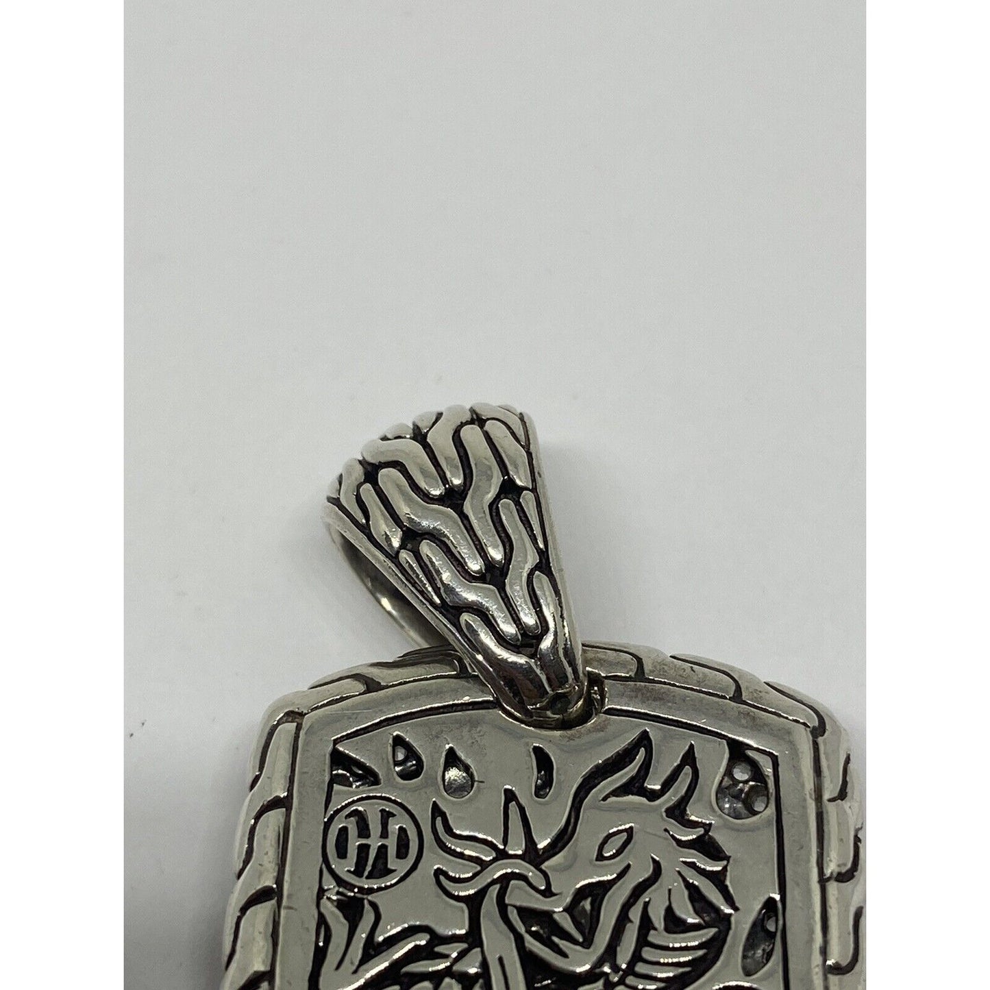 John Hardy Men's Sterling Silver Mother Of Pearl Sapphires Naga Dog Tag Pendant