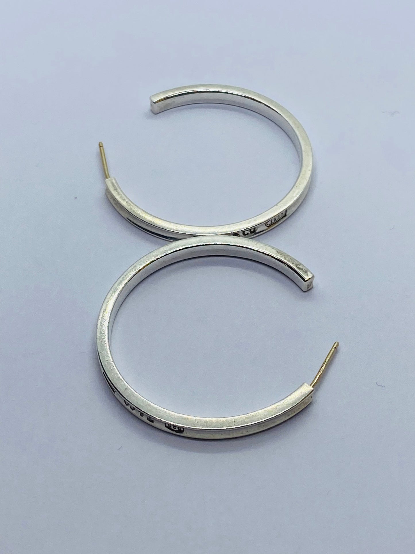 Tiffany & Co. 1837 Narrow Large 33mm Hoop Earrings Love Sterling Silver