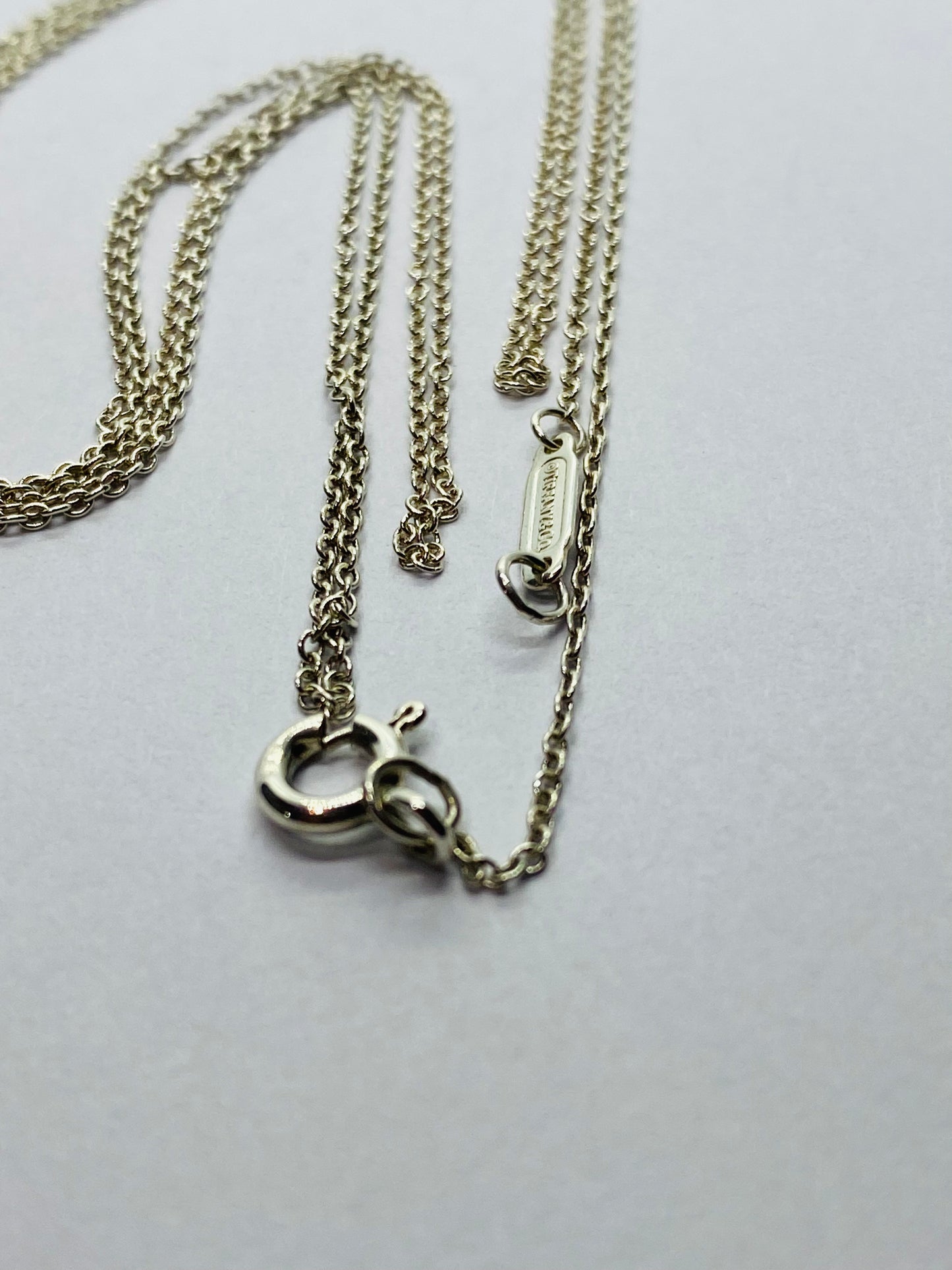 35" Tiffany & Co Sterling Silver 1mm Link Chain Necklace with Lobster Clasp