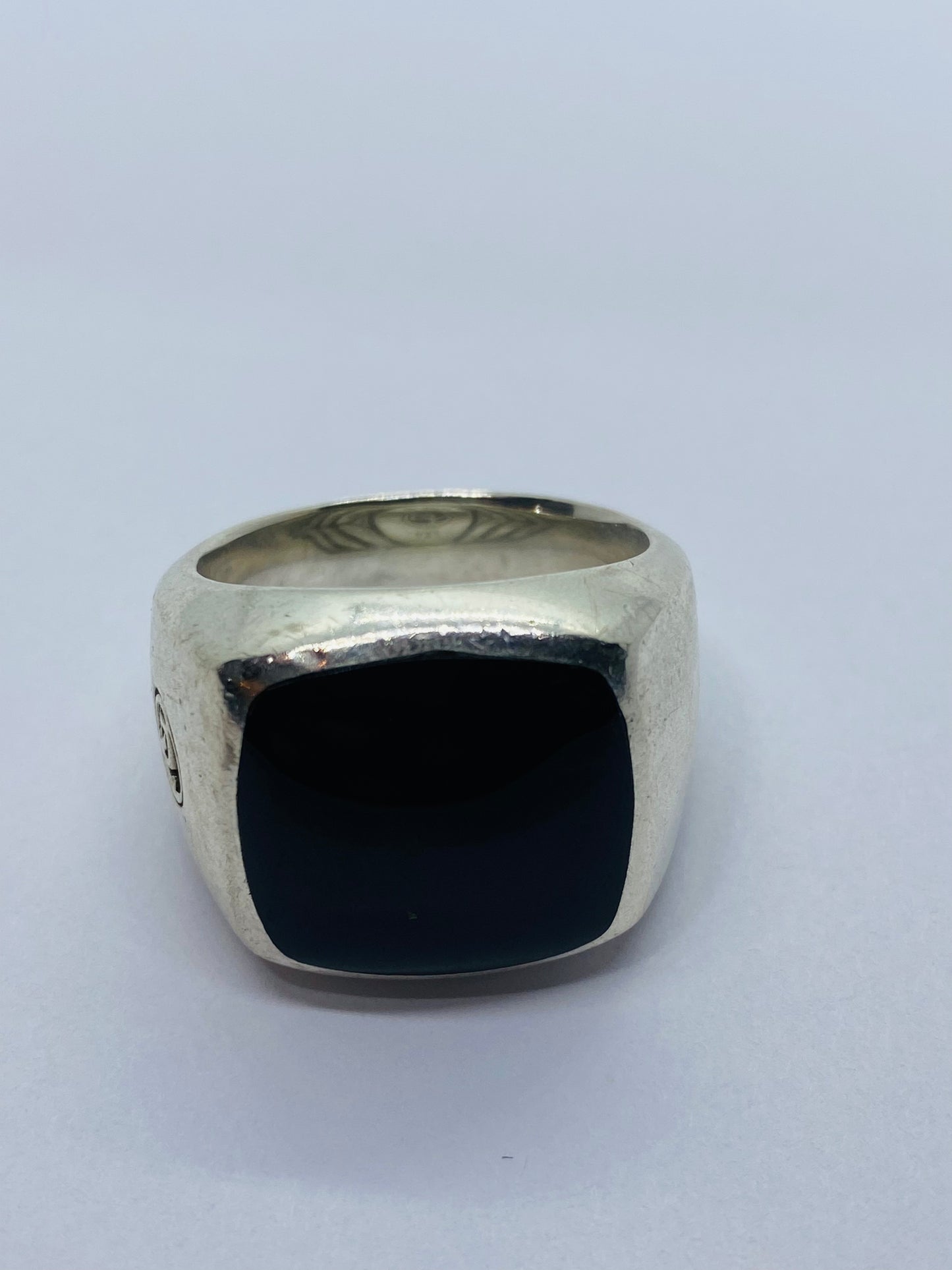 David Yurman Sterling Silver 17mm Black Onyx Signet Ring Size 11