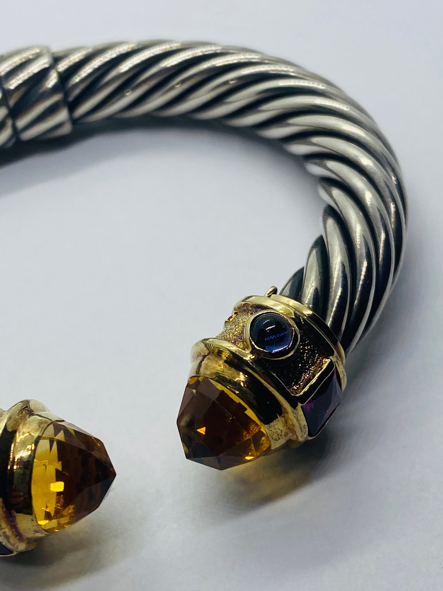 David Yurman 925 14K Gold 10MM Renaissance Bracelet Citrine Amethyst Tourmaline