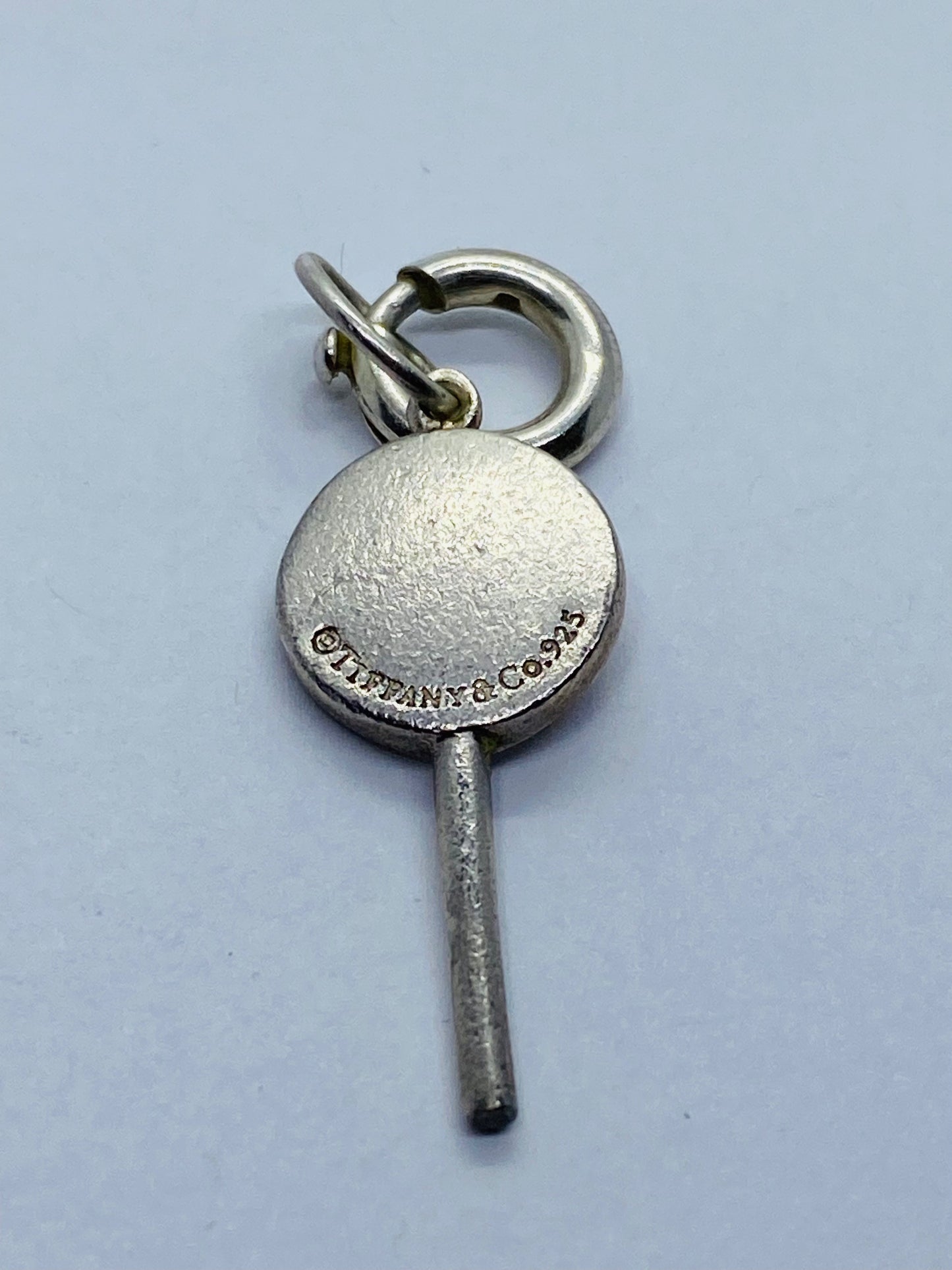 TIFFANY & CO SILVER PINK ENAMEL LOLLIPOP CHARM PENDANT BOX INCLUDED