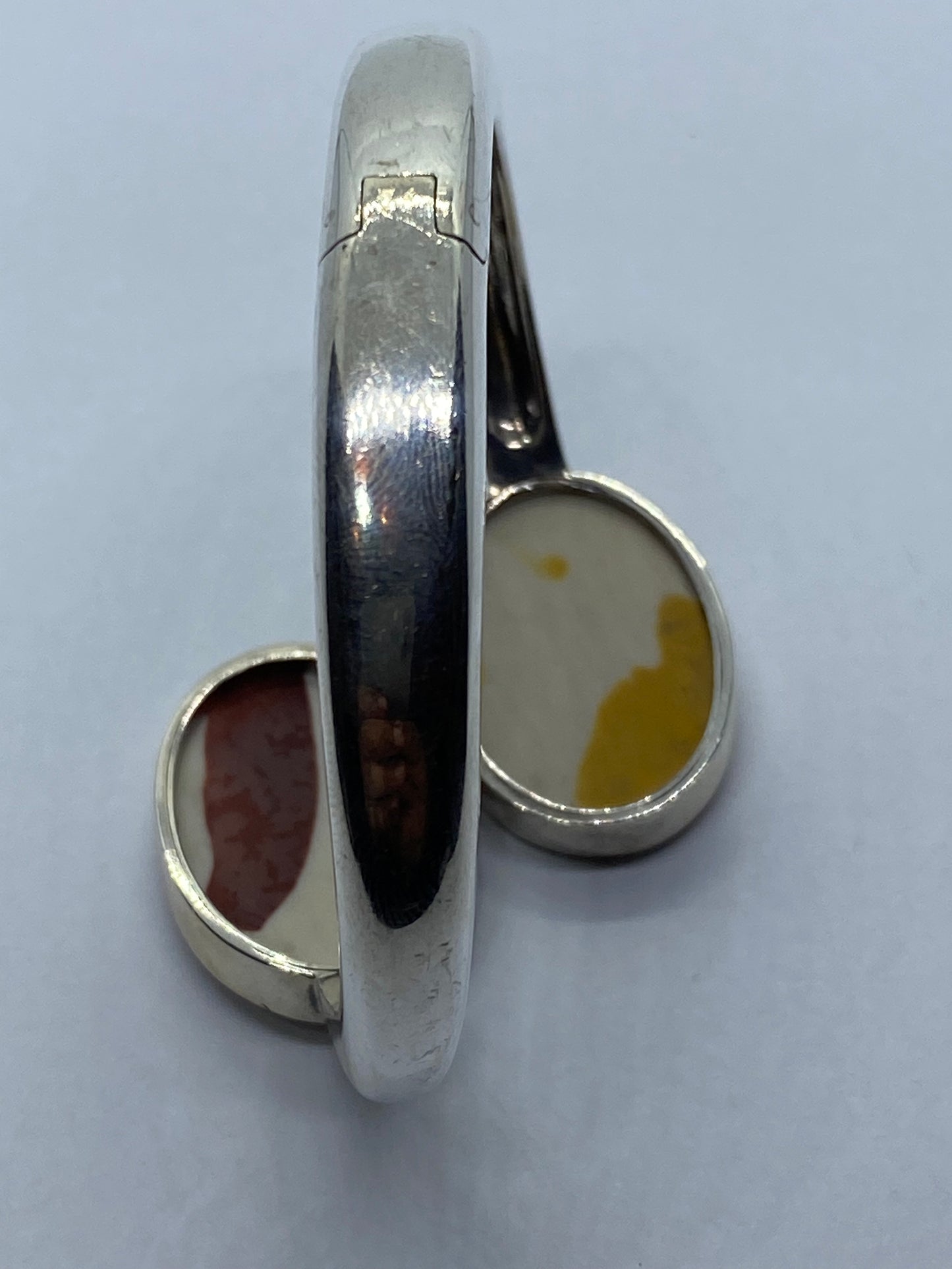 RARE Vintage Tiffany & Co Sterling Silver Agate Clamper Bangle Cuff Bracelet