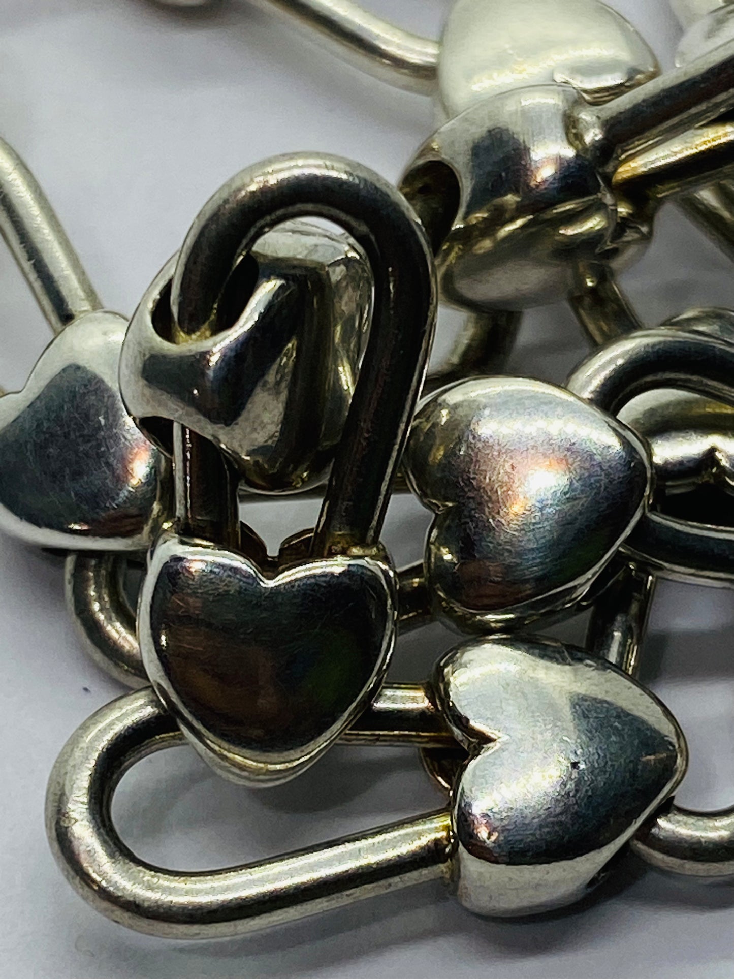 Tiffany & Co Silver Gold Heart Link Padlock Necklace 16.5” Pouch Box