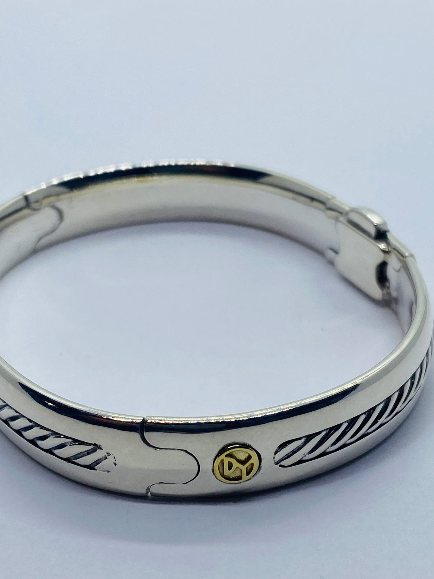 Mens David Yurman Classic Cable bracelet 18K YG sterling silver 7”
