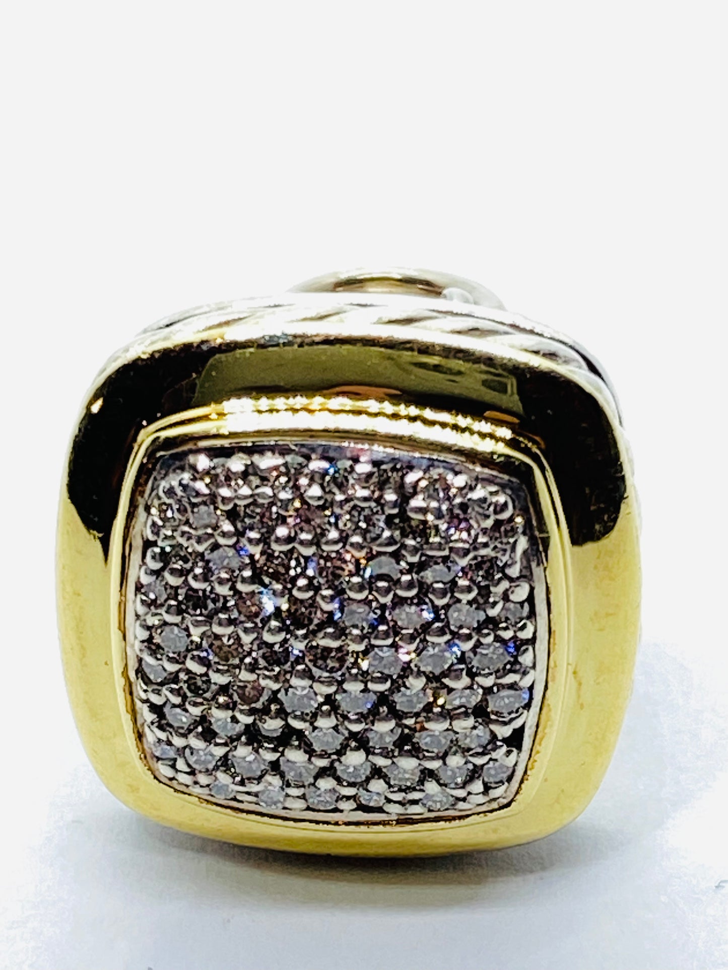 David Yurman Sterling Silver 18k 14MM Pave Diamond Albion Earring SINGLE