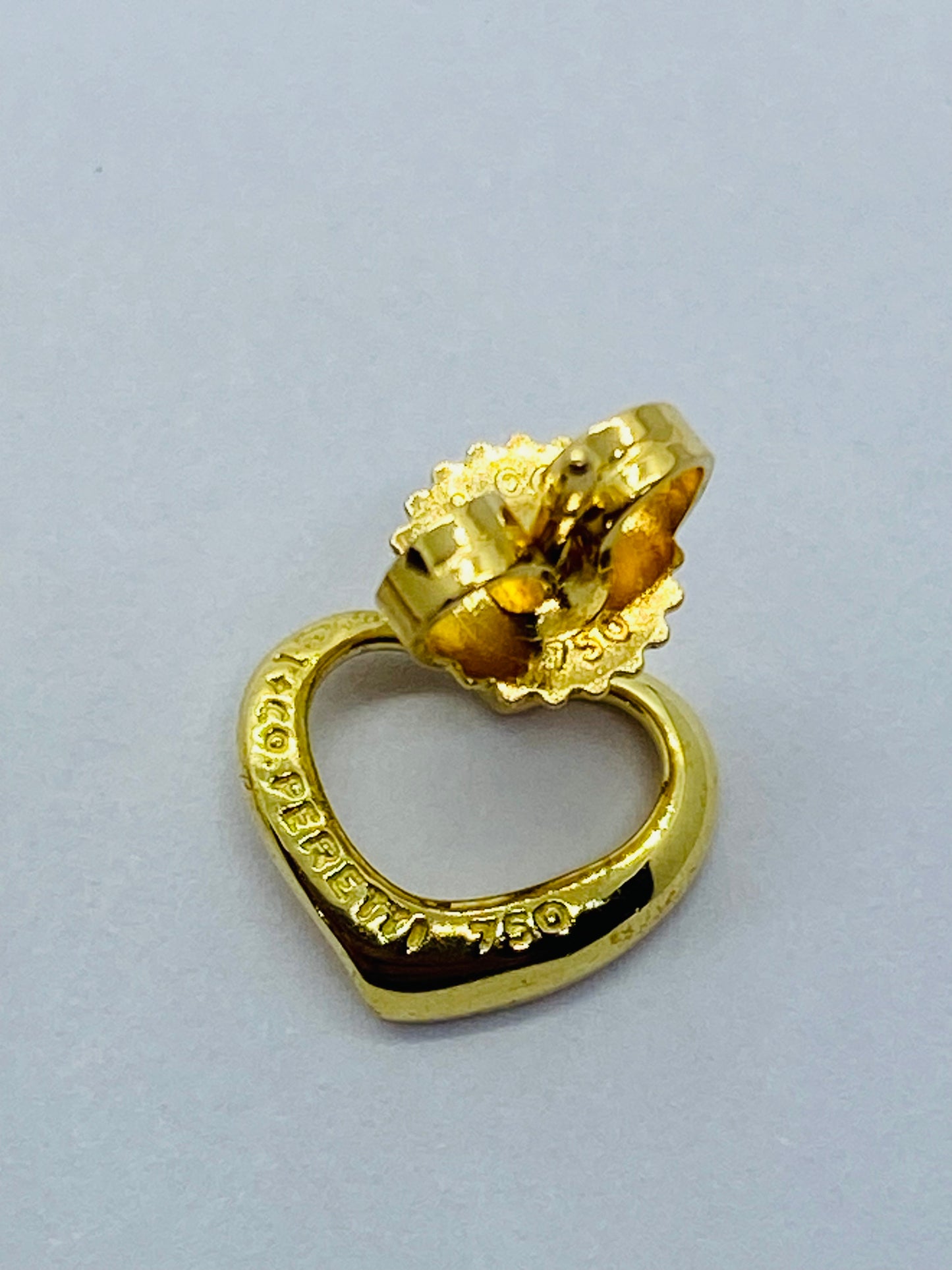 Tiffany & Co. Elsa Peretti 18K Yellow Gold Open Heart Stud Earrings READ