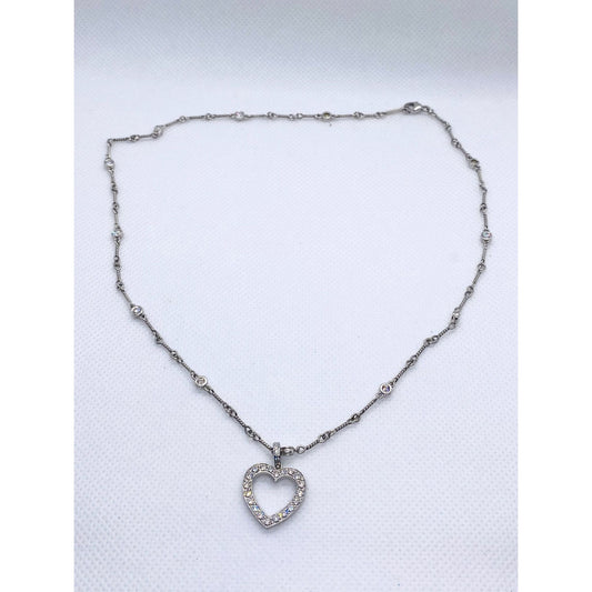 Tiffany Twist Bar Platinum Diamond Necklace Pendant 17"