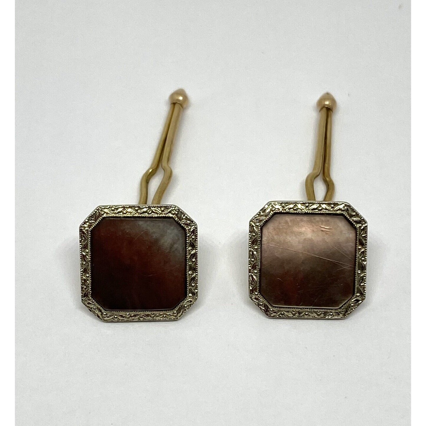 ART DECO Mother Of Pearl 14K 4.4 Grams, Cufflinks Cuff Links 12mm