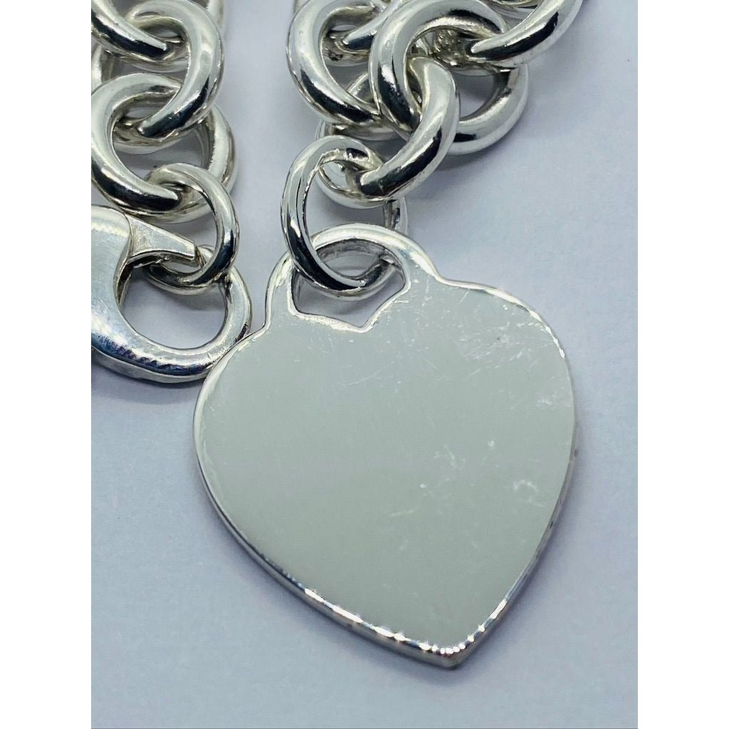 Tiffany & Co Sterling Silver Engravable Blank Heart Tag Necklace 16"