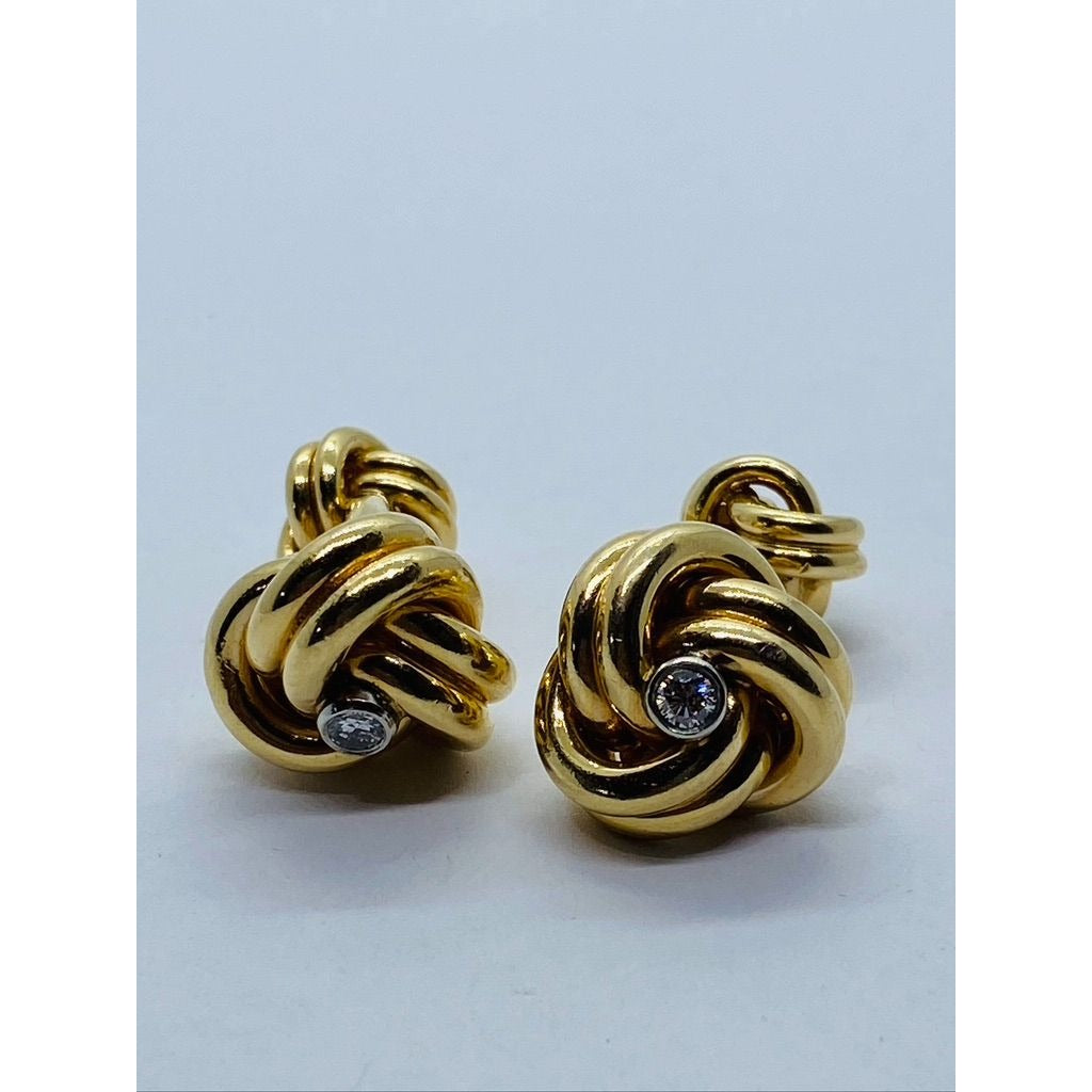 Vintage Cartier Men's 14K Yellow Gold Diamond Rope Cufflinks .22TCW