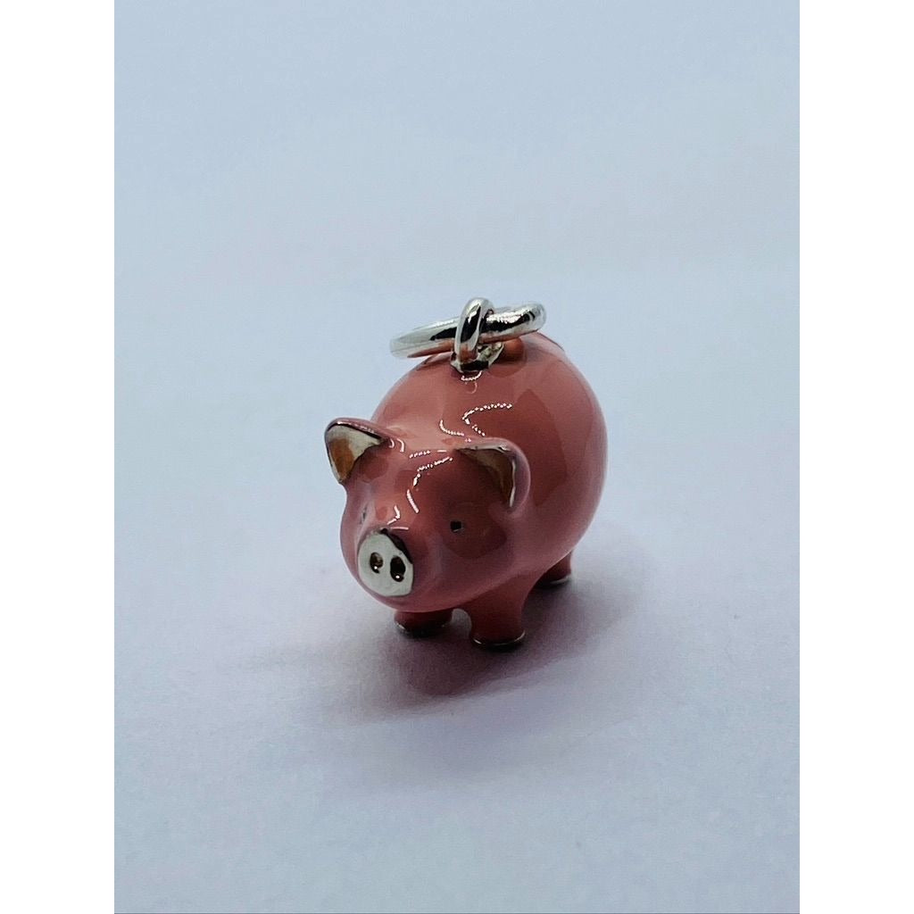 Tiffany & Co Pink Enamel Pig Piggy Charm Pendant 925 Retired