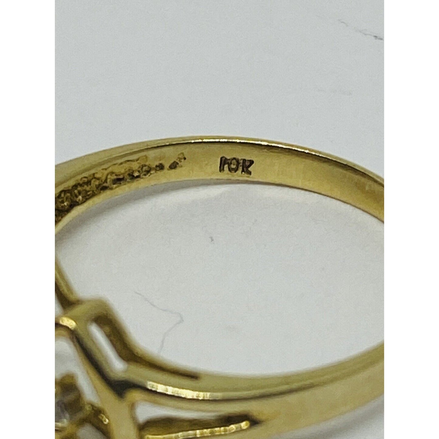 10K Gold 3 Heart Diamond Ring Size 7, Signed ADL
