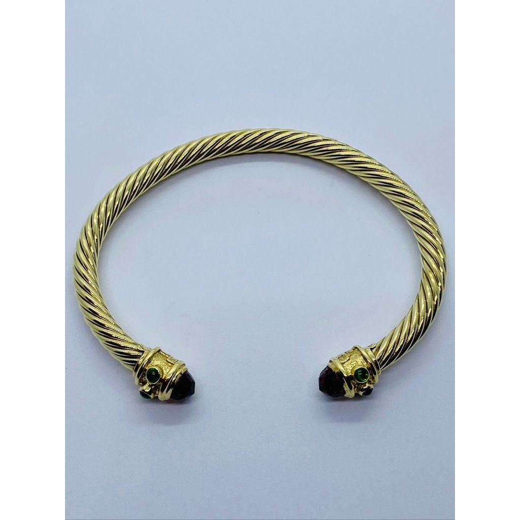 David Yurman Renaissance14K With Red and Green Stones 16.7g Bracelet