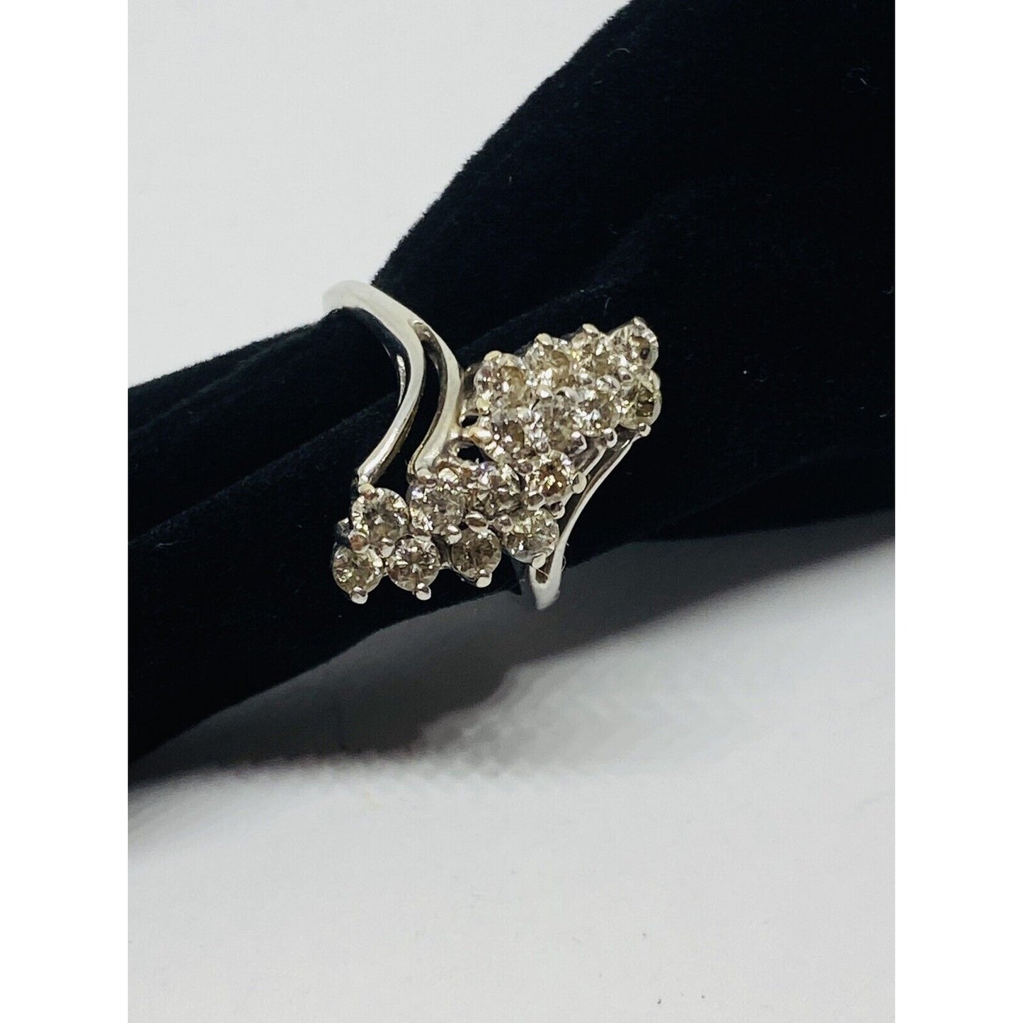 Vintage Estate 14k White Gold 1.28CTW Diamond Cluster Ring, Size 7.25