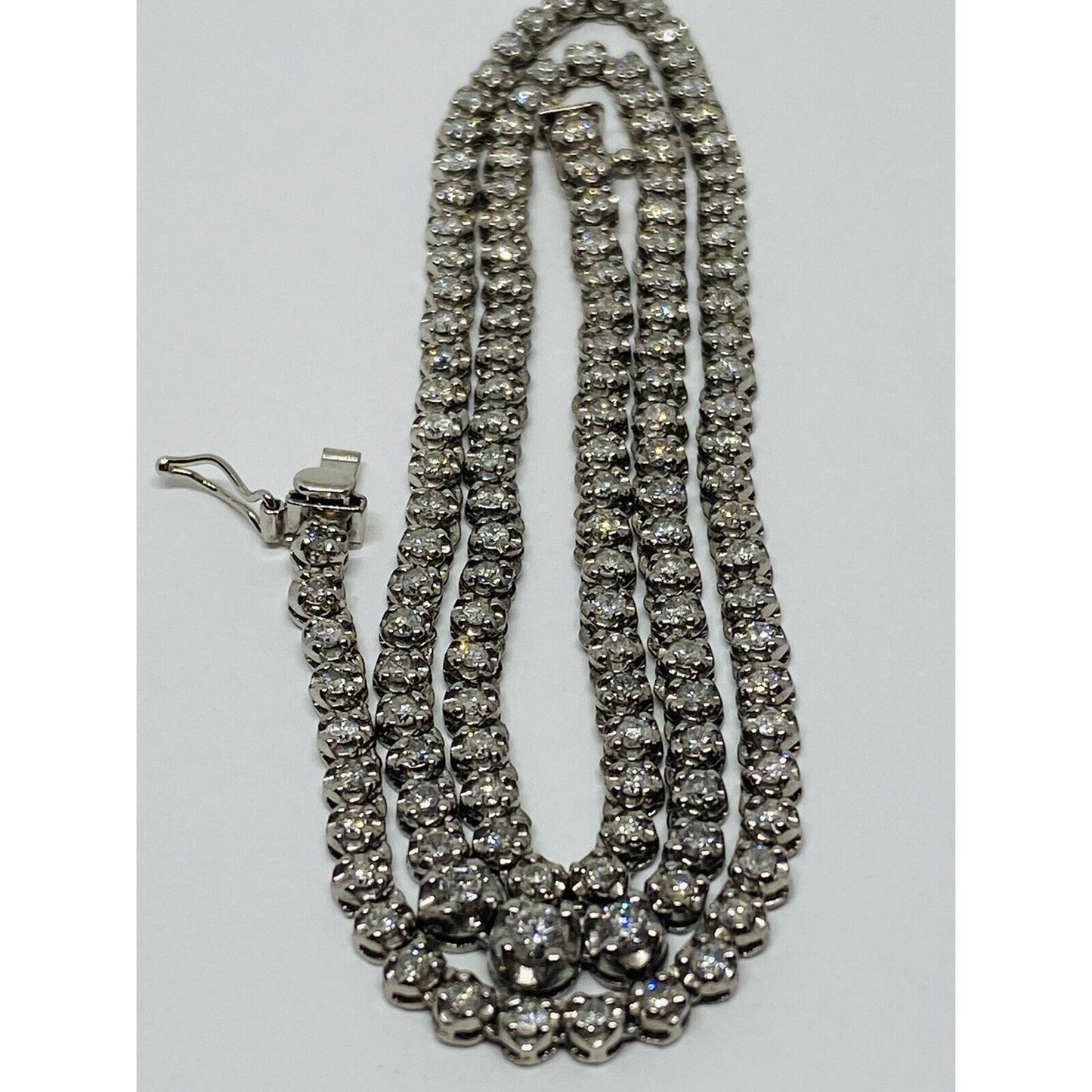 Platinum 3 Carat 137 Graduated Diamonds Tennis Necklace 16” Long