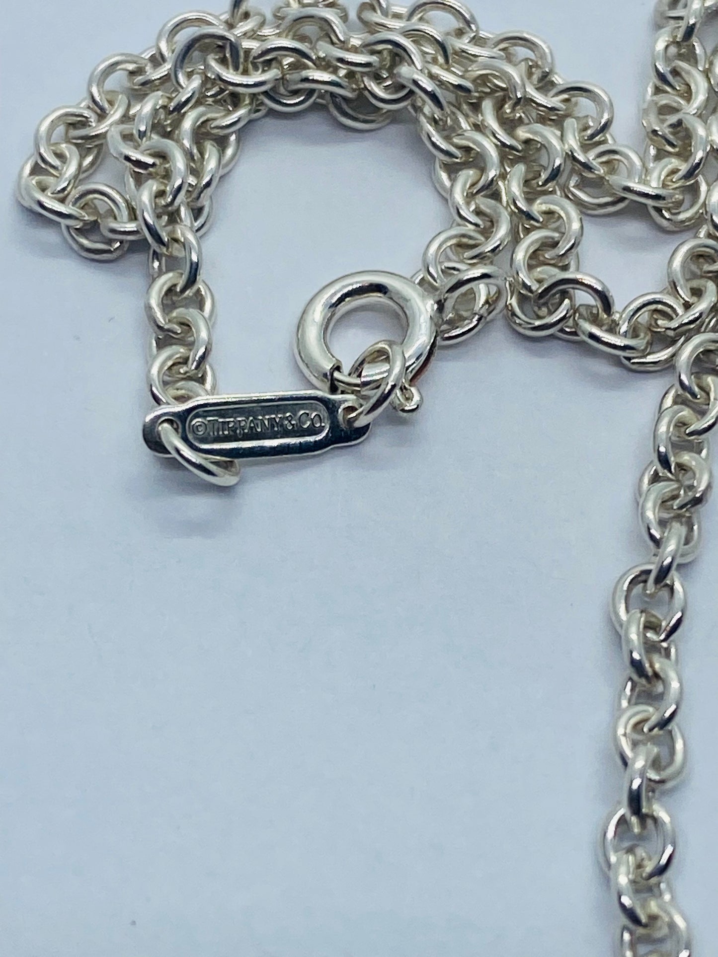 Large Return to Tiffany Etched Heart and Arrow Pendant, Necklace Sterling Silver