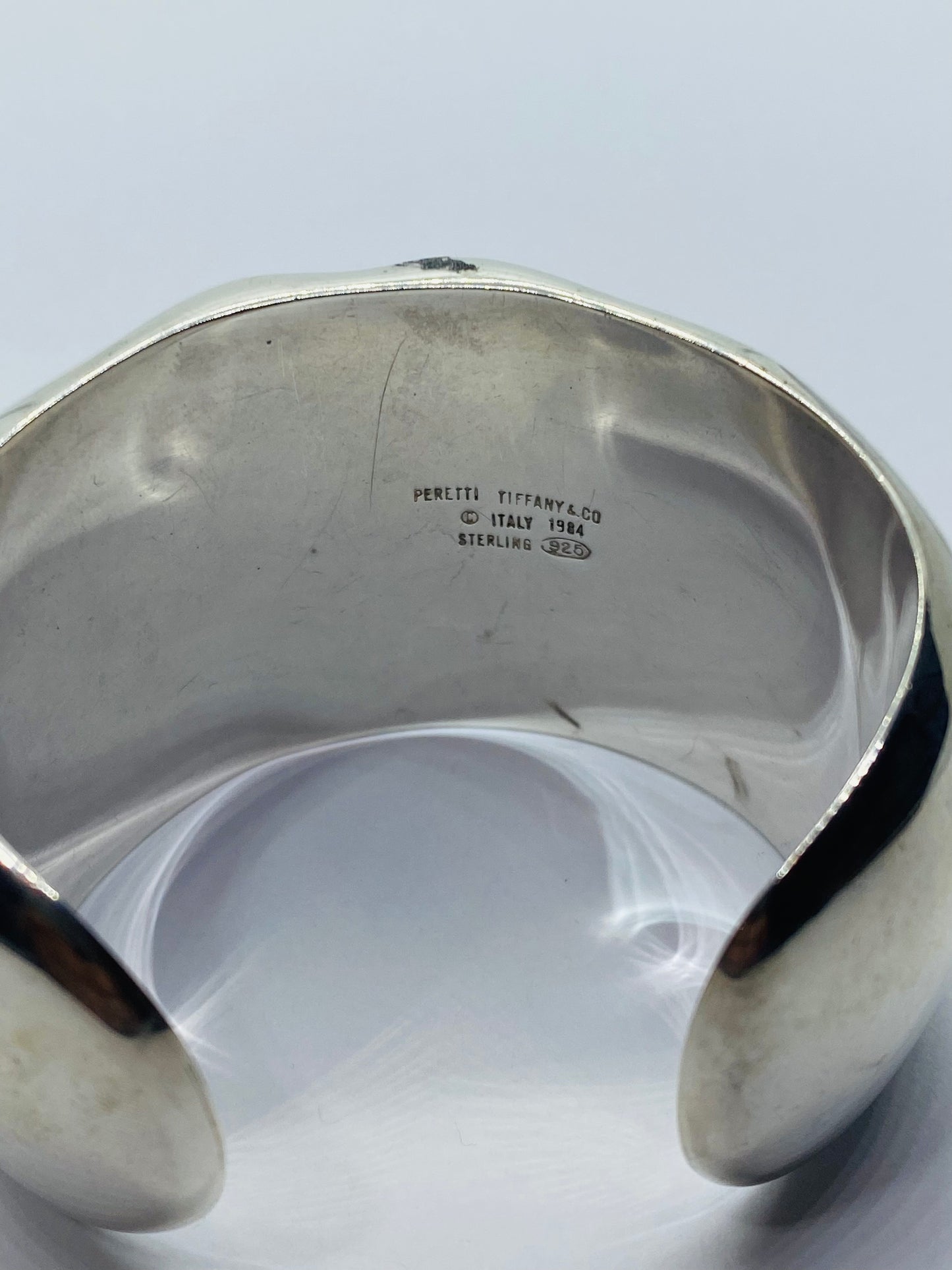 $1450 1984 Tiffany & Co. Elsa Peretti Faceted Sterling Silver Cuff Bracelet