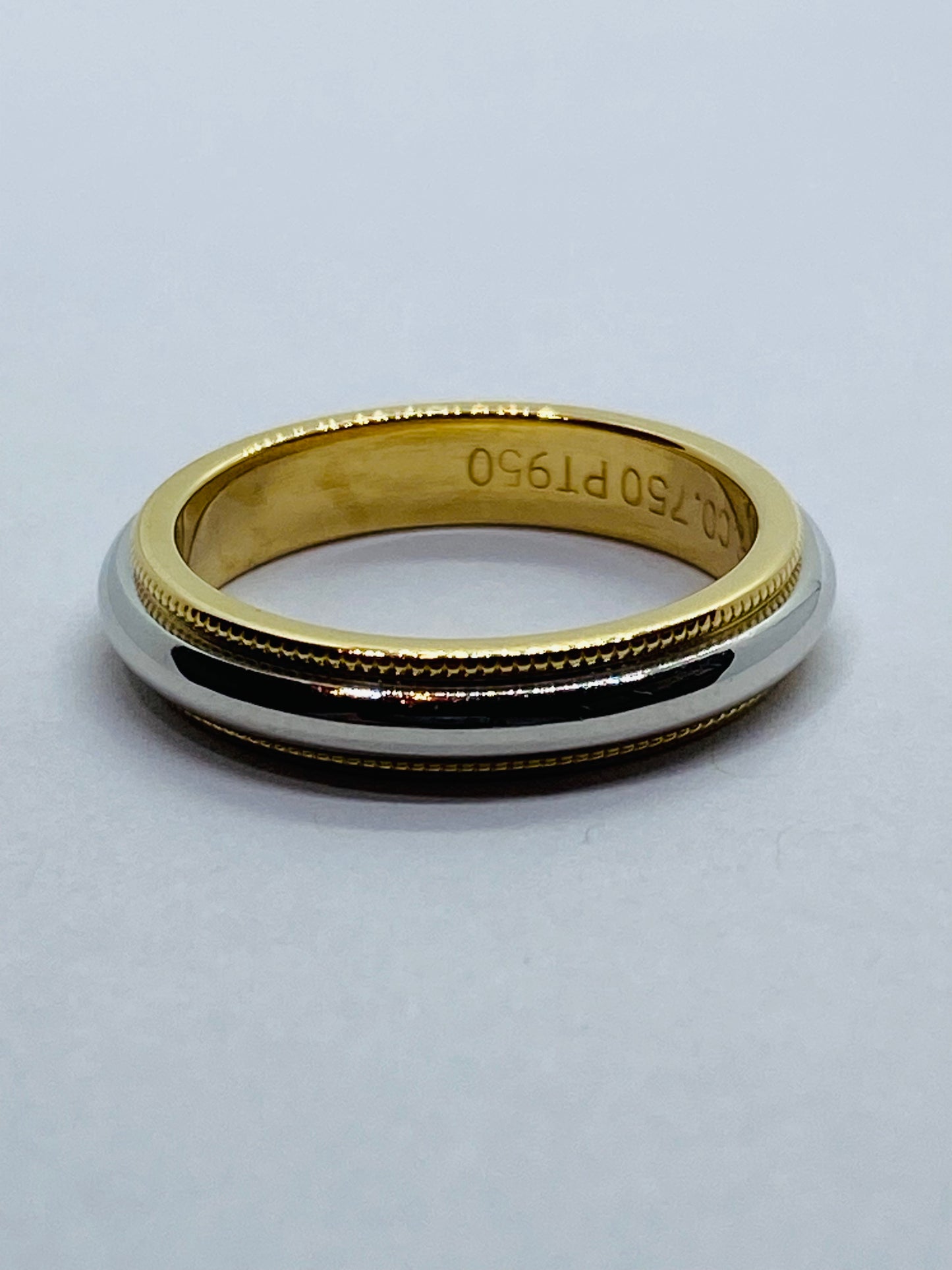 Tiffany & Co Milgrain Band Ring In Platinum & 18k Yellow Gold Size 4.5