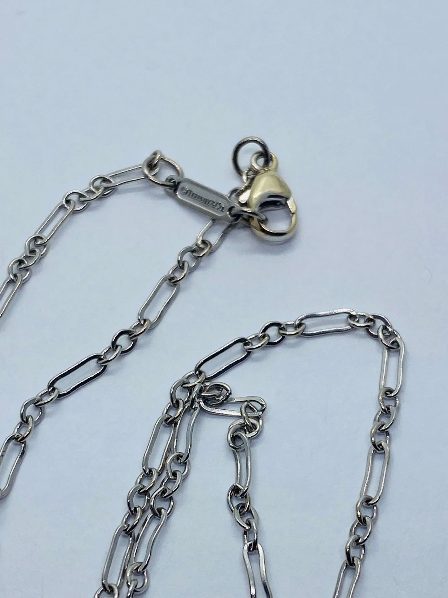 Tiffany & Co 750 Sentimental 18K White Yellow Gold Heart Pendant Necklace Box!