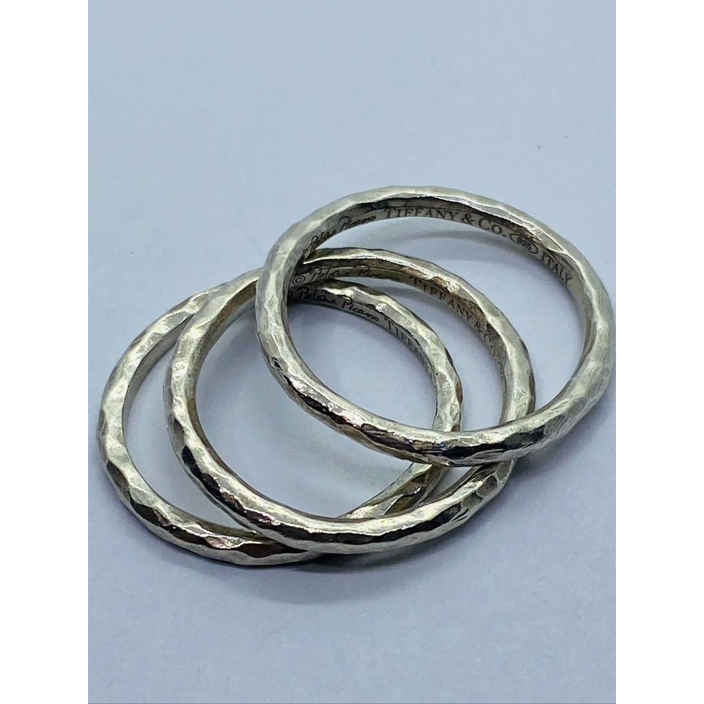 Excellent Authentic Tiffany & Co Paloma Picasso Hammered Bands Size 7