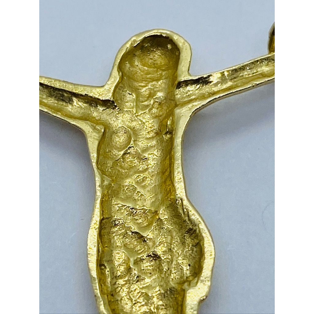 14K Yellow Gold Cross Crucifix Charm Pendant 44 x 37 MM