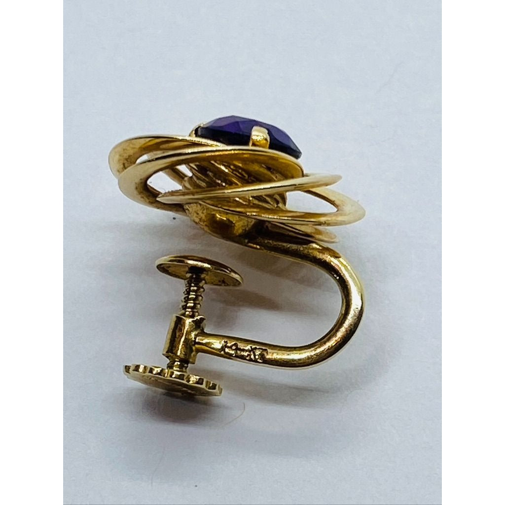 GENUINE TIFFANY & CO 14K GOLD AMETHYST SCREW BACK EARRINGS