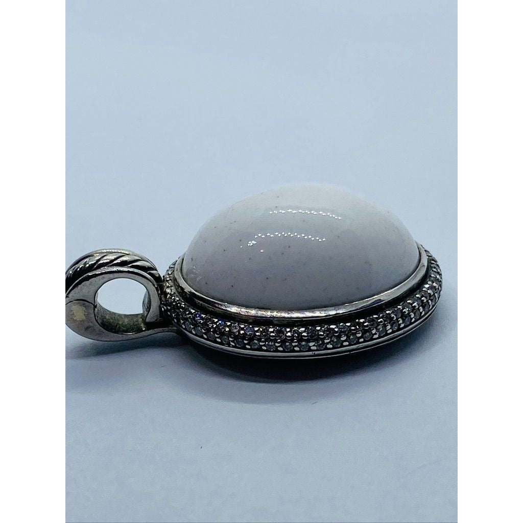 David Yurman White Agate Diamond Enhancer 39mm