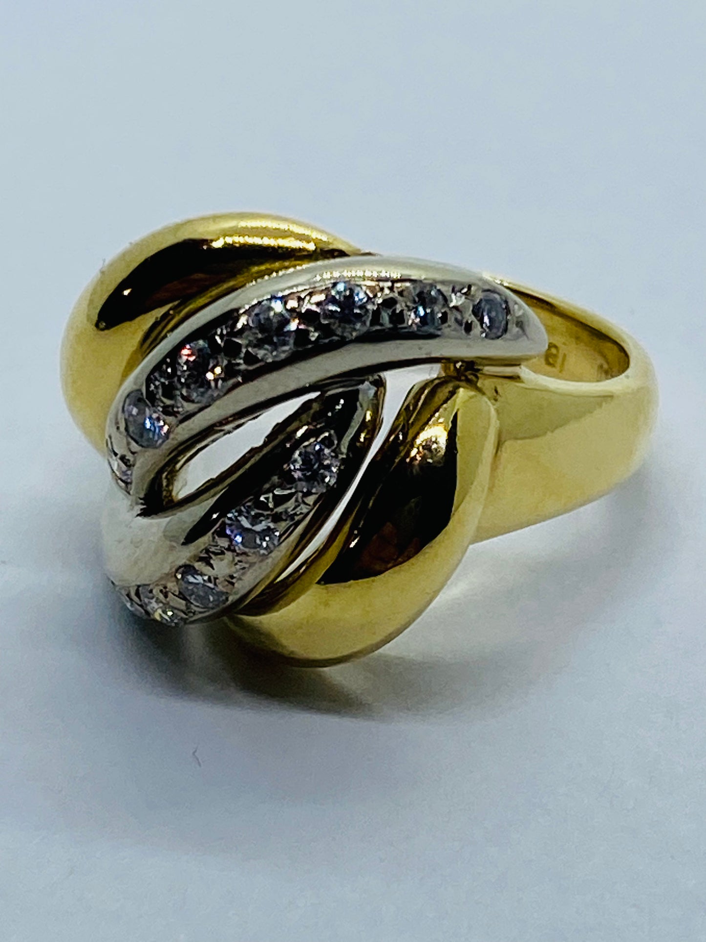 Tiffany & Co Solid 18K 750 Yellow White Gold Diamond Braided Dome Ring Size 6.5