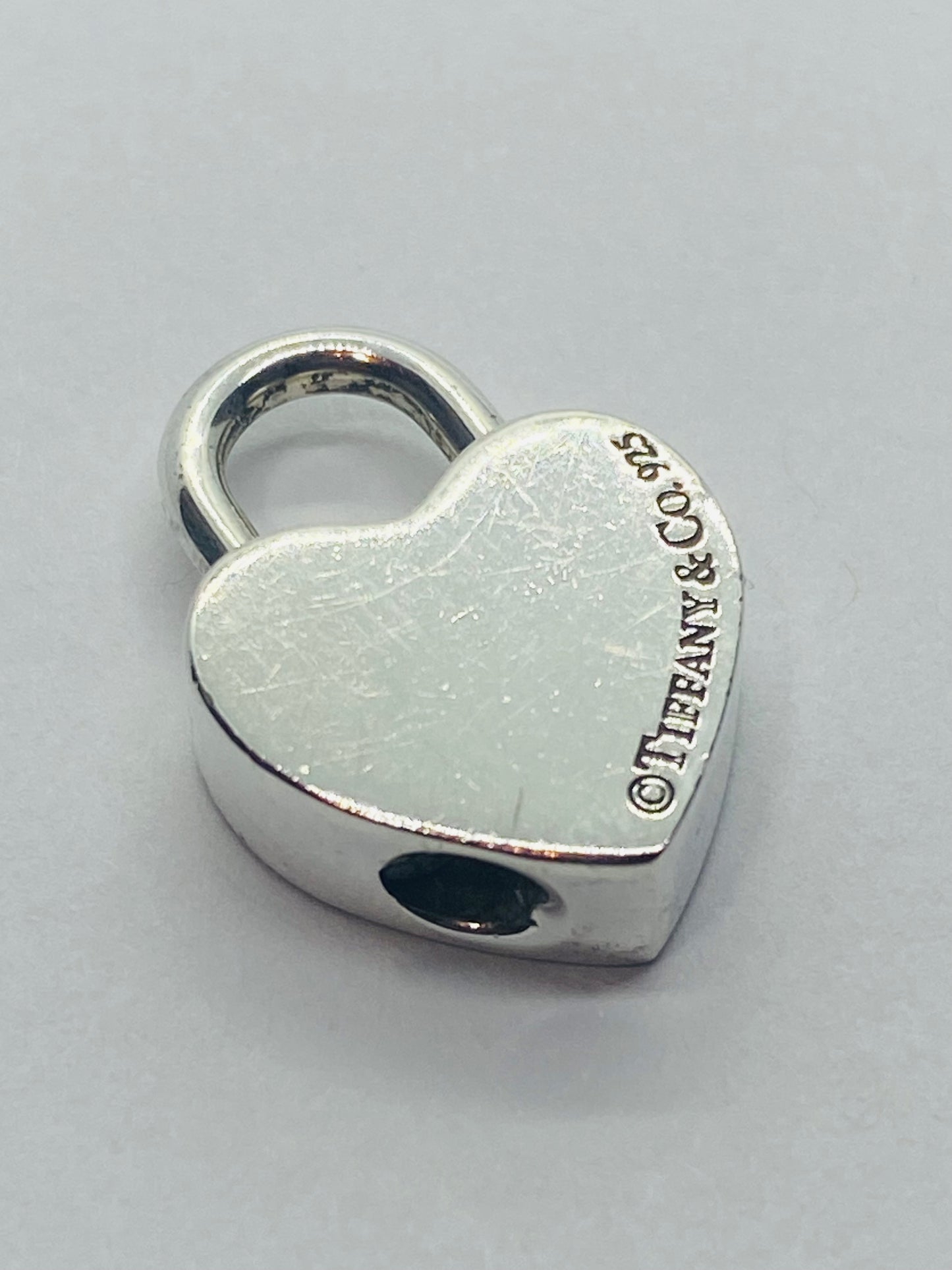Tiffany & Co Silver Mom Heart Padlock Charm Pendant! READ!
