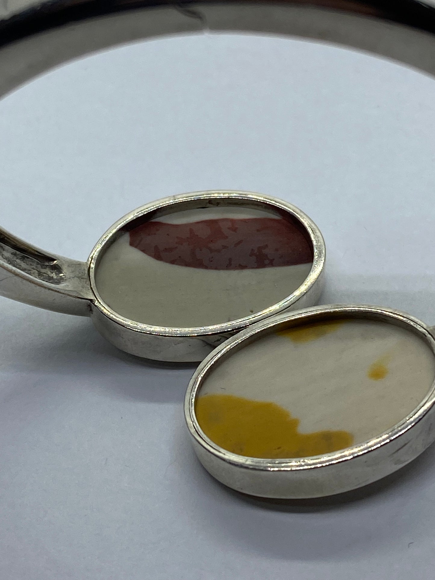 RARE Vintage Tiffany & Co Sterling Silver Agate Clamper Bangle Cuff Bracelet