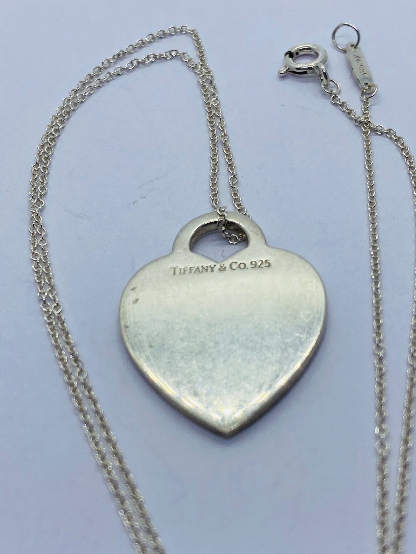 Tiffany & Co Sterling Silver Engravable Blank Heart Tag Necklace 18" READ!!!