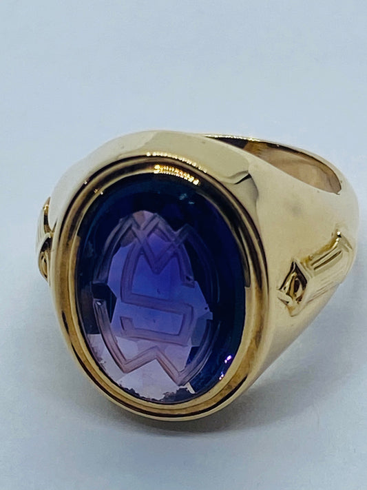 Ethel Walker School Class Ring Tiffany & Co 14K Gold Amethyst Simsbury CT