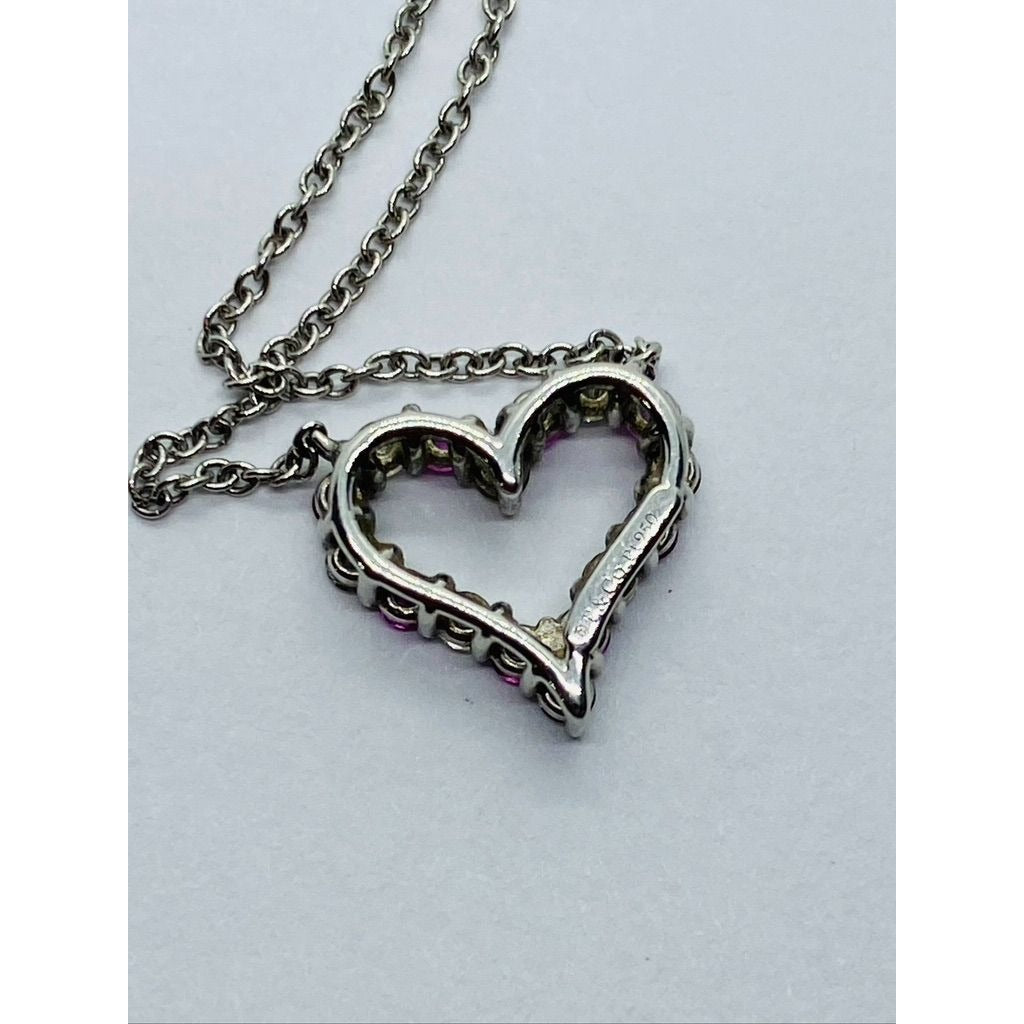 Tiffany & Co Pink Sapphire Diamond Platinum Necklace 16"