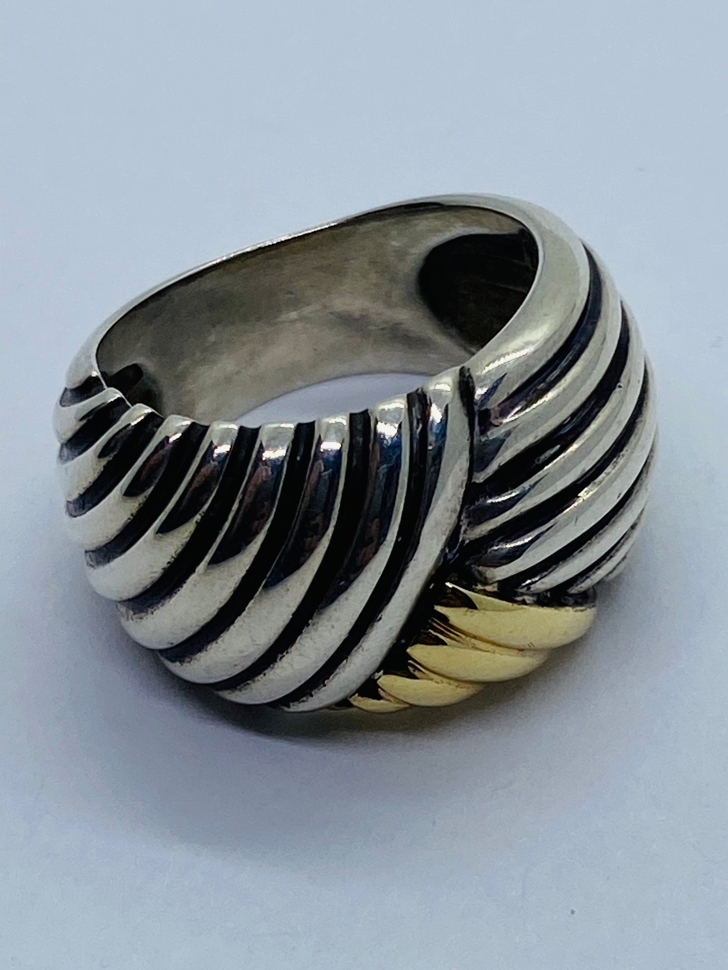 Vintage Tiffany & Co. 14K Gold and Sterling Silver Dome Ring Size 6.75