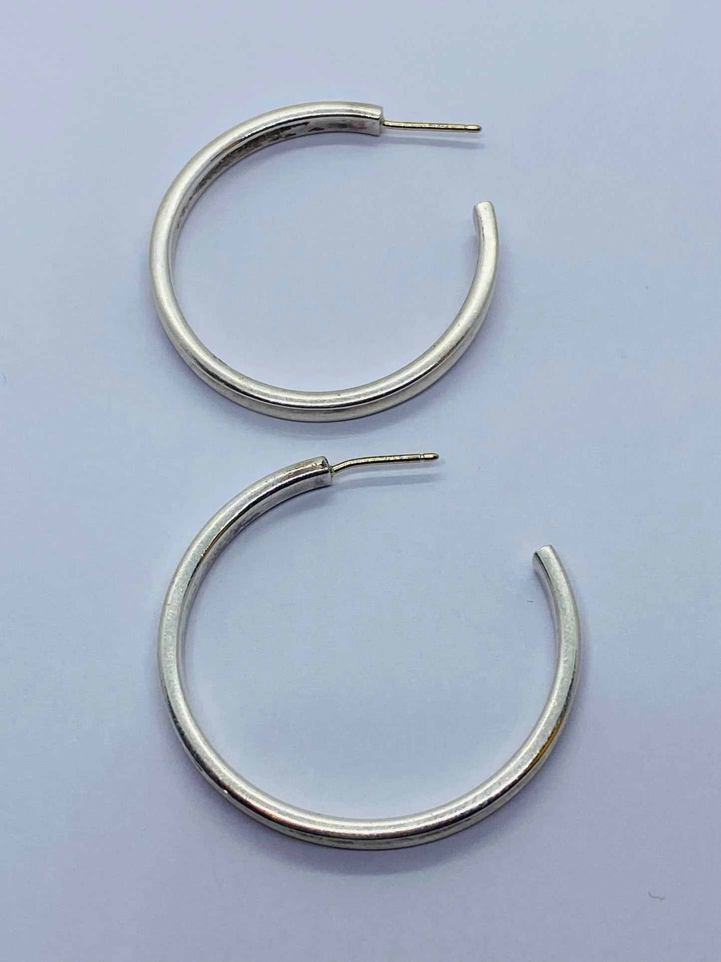 Tiffany & Co. 1837 Narrow Large 33mm Hoop Earrings Love Sterling Silver