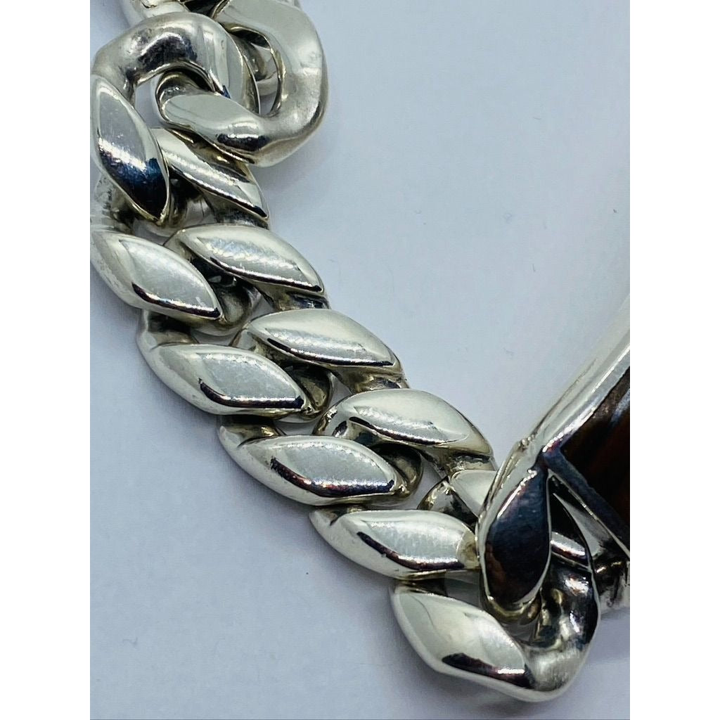 David Yurman Cuban Link Curb Tiger Eye ID Plate Bracelet 8.25" HEAVY
