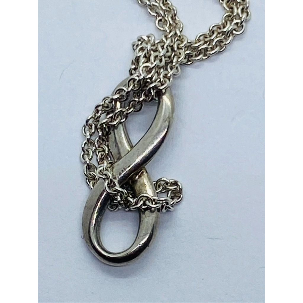 Tiffany & Co Sterling Silver Infinity Twist Double Chain Necklace 15.75"