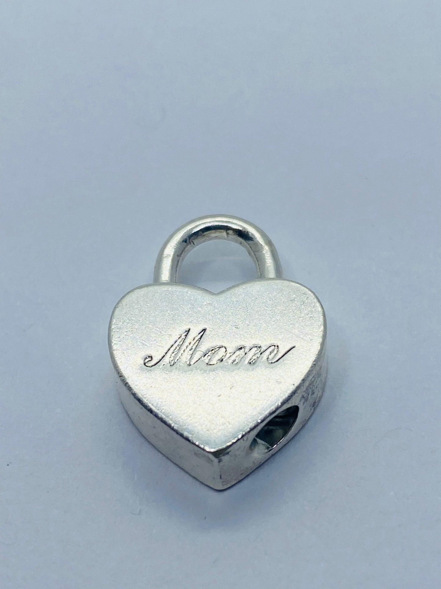 Tiffany & Co Silver Mom Heart Padlock Charm Pendant