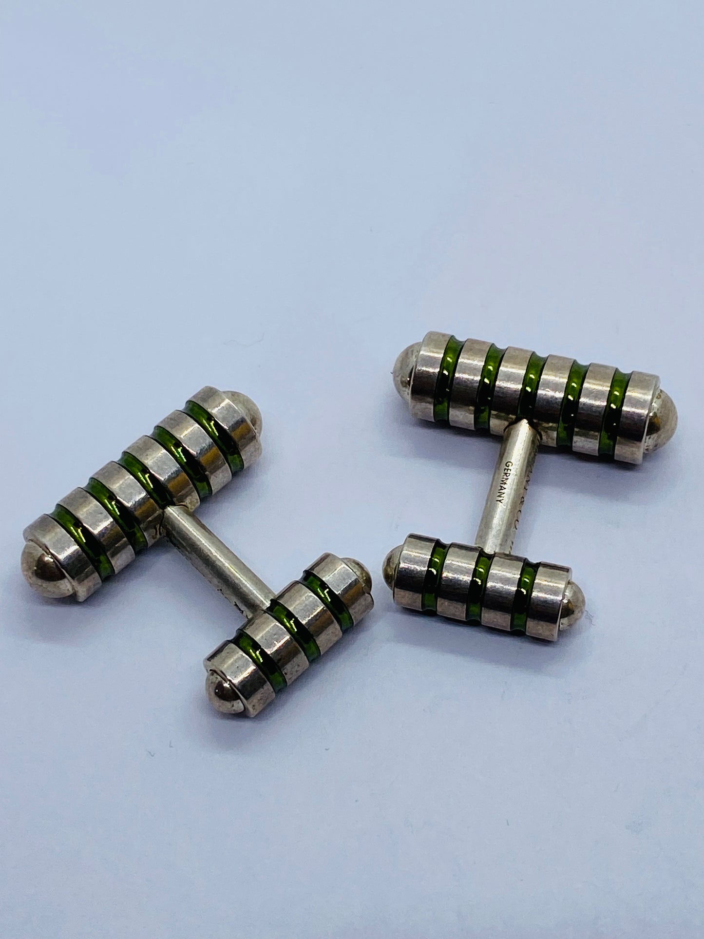 Tiffany & Co Paloma Picasso Sterling Silver Cobalt Green Enamel Cuff Links