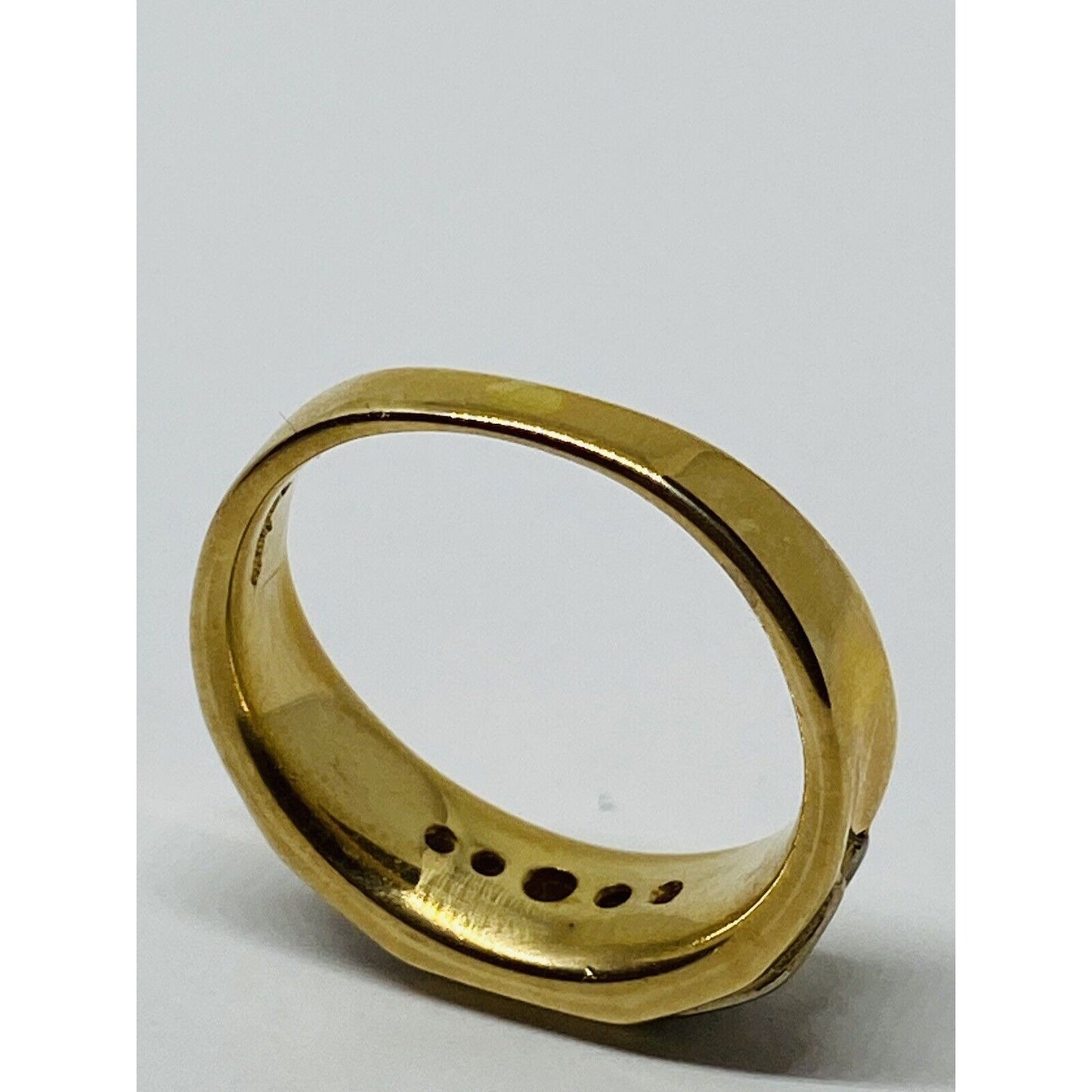 Beautiful Solid 14k White & Yellow Gold 5 Diamonds Men's Band .20CT 7.8 Grams