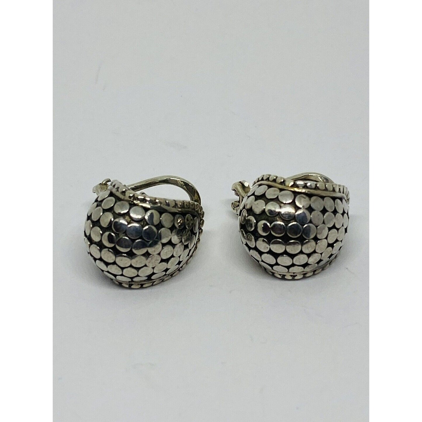 JOHN HARDY STERLING SILVER DOT COLLECTION BUDDHA BELLY J HOOPS EARRINGS 14.4MM