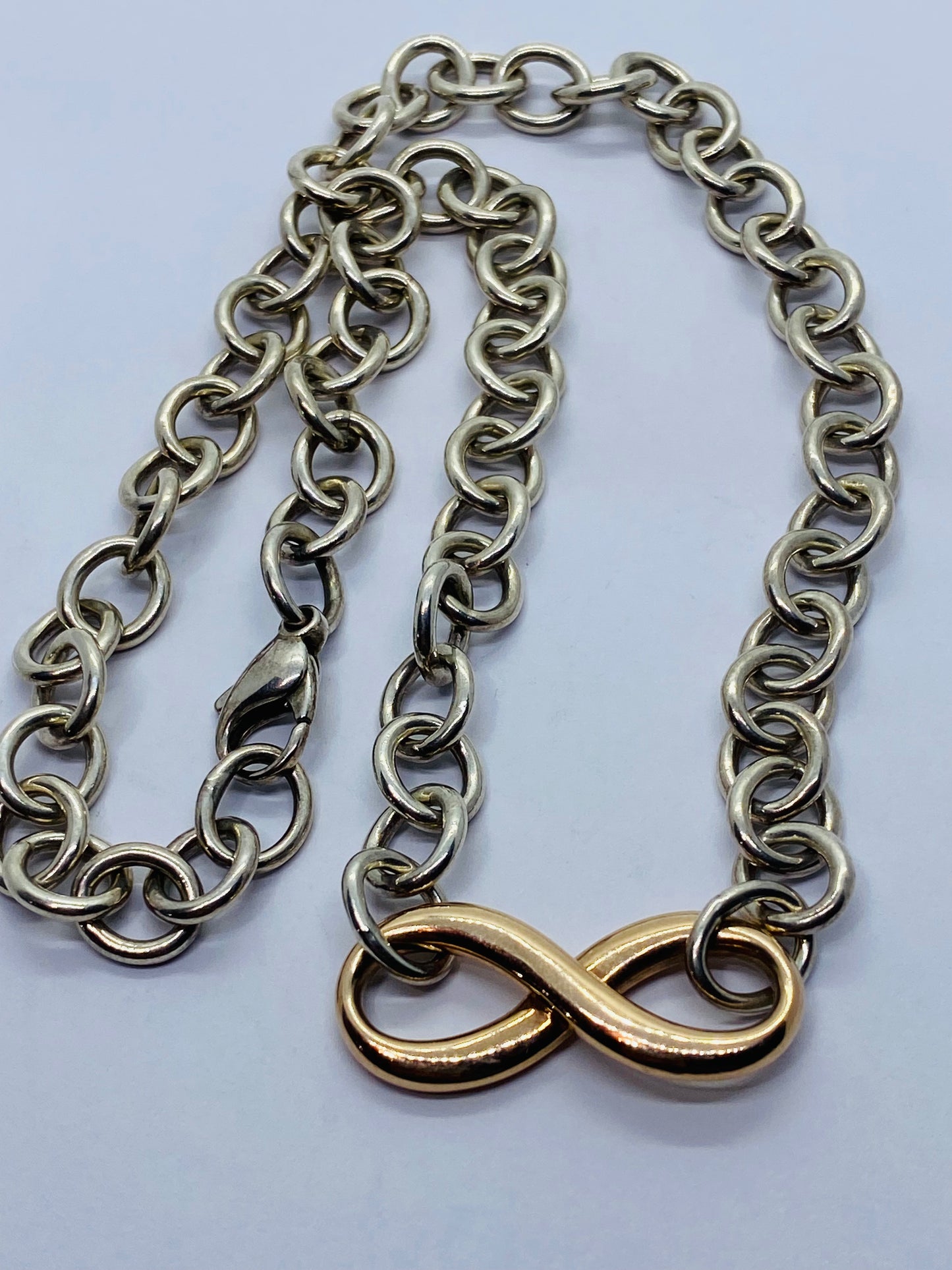 Tiffany & Co Infinity Necklace Rubedo Chunky 17.5” 41.2 Grams 10mm Links Pouch