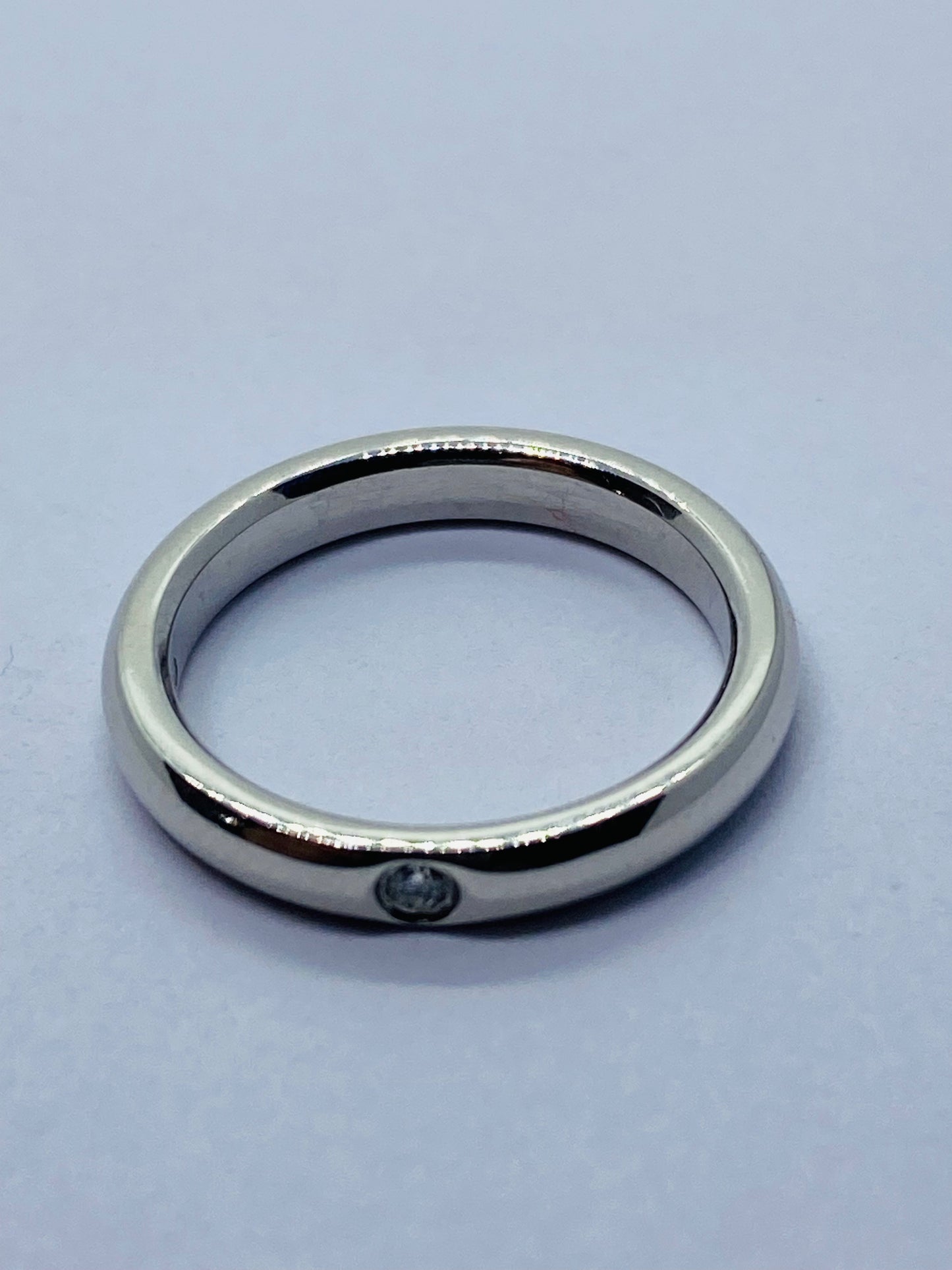 Tiffany & Co Elsa Peretti Platinum Band Ring With A Round Diamond Size 3.75-4