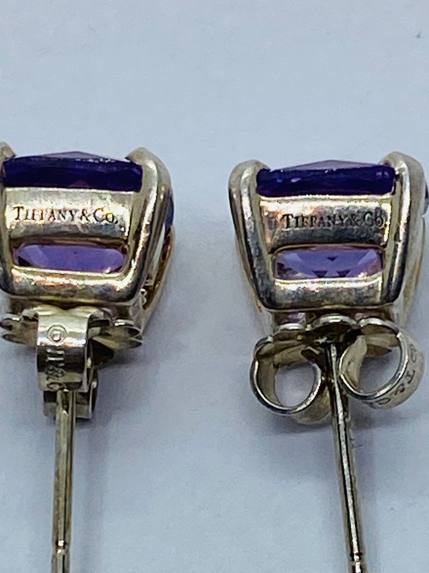 Tiffany & Co. Sparklers Cushion Shape Amethyst Sterling Silver Stud Earrings