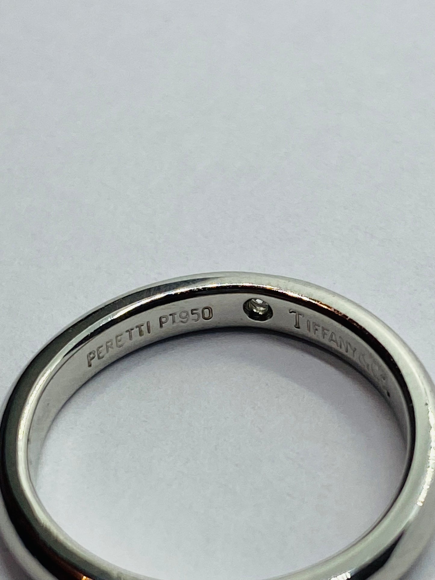 TIFFANY & CO PERETTI PT950 Platinum Single Diamond Wedding Band Stack Ring 5