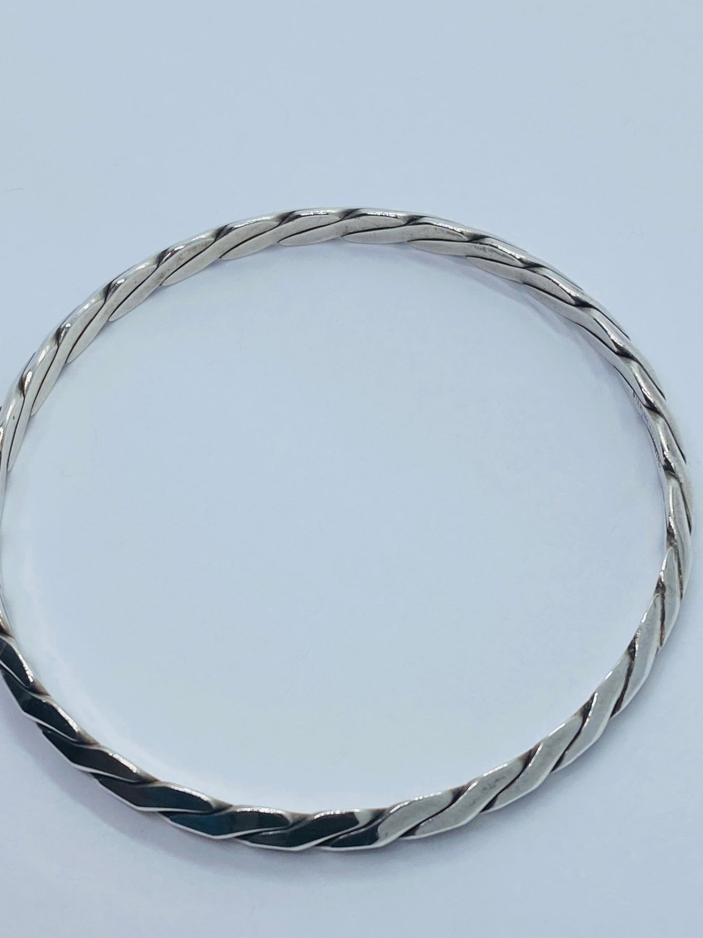 Tiffany & Co. Sterling Silver 925 Twist Braided Knife Edge Bangle Bracelet 8”