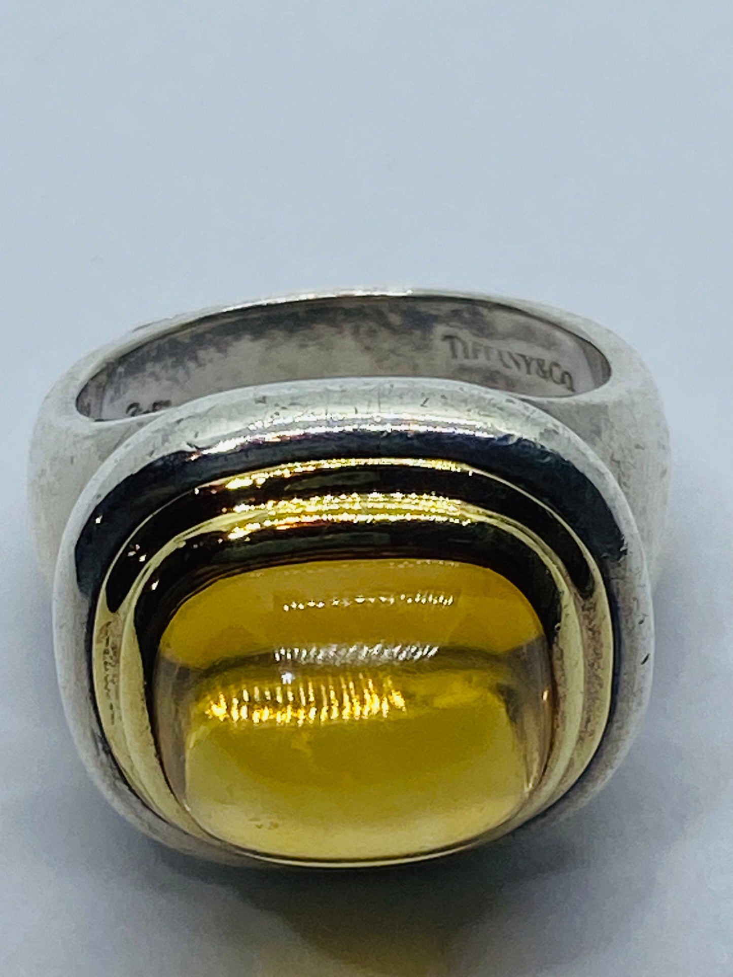 Tiffany & Co Sugar Loaf PALOMA PICASSO Sterling Silver 18k 750 Gold Citrine Ring