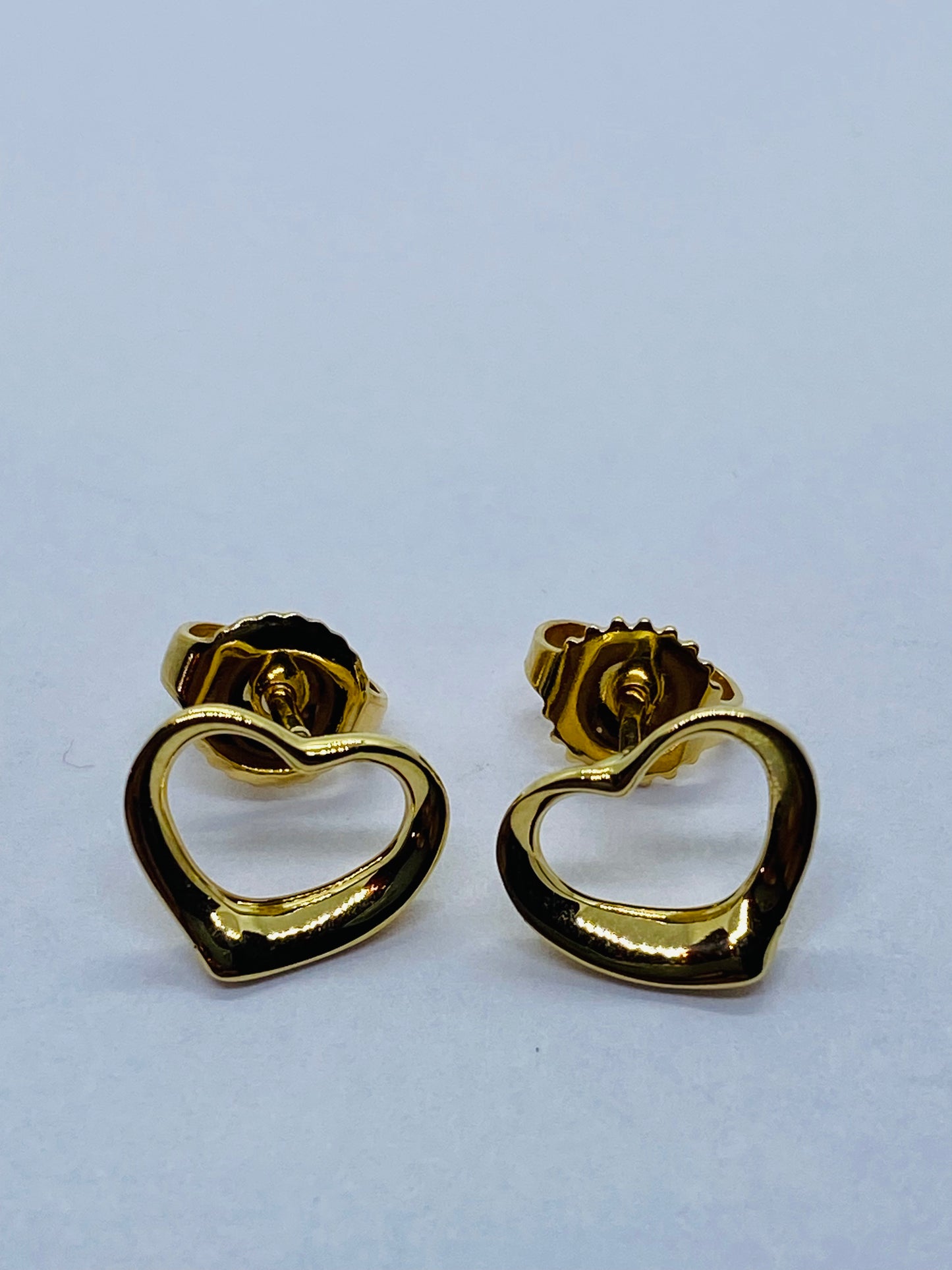 Tiffany & Co. Elsa Peretti 18K Yellow Gold Open Heart Stud Earrings READ